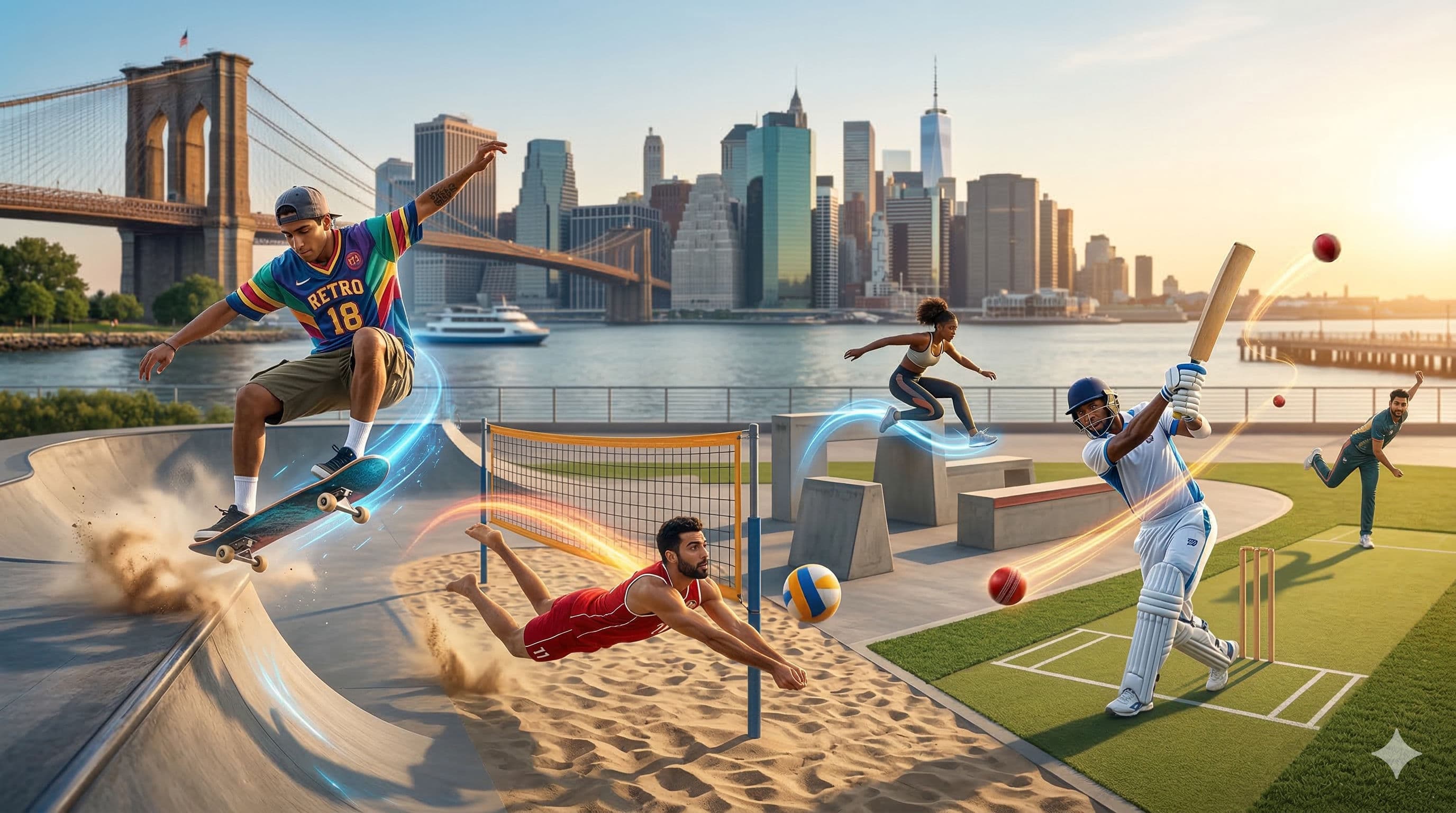 Diverse group of athletes training together outdoors